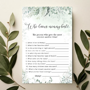 Eucalyptus Who Knows Mommy Best Baby Shower Game