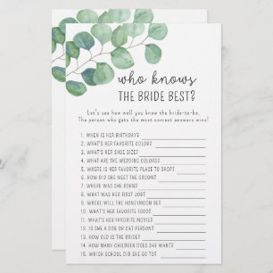 Eucalyptus - Who knows the bride best game