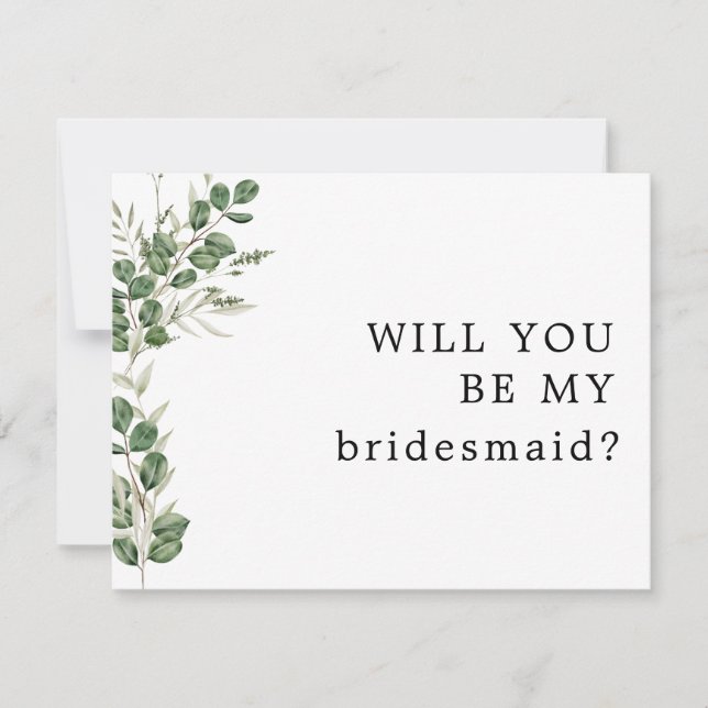 Eucalyptus  Will You Be My Bridesmaid Card (Front)