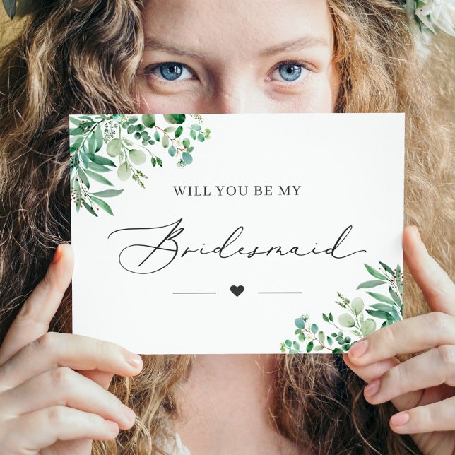 Eucalyptus Will You Be My Bridesmaid Card (Show your love to your bridesmaids with this card and make them feel truly special.)