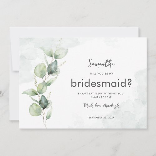 Eucalyptus Will You Be My Bridesmaid Proposal Card