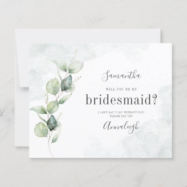 Eucalyptus Will You Be My Bridesmaid Proposal Card (Front)