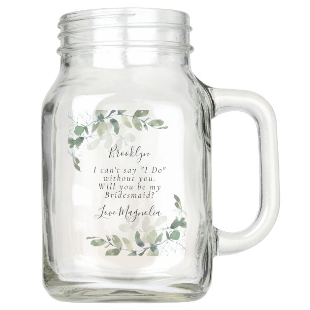 Will You Be My Maid of Honor Etched Glass Mason Jar Mug with Handle Love Forever Birds Always Relationships Wedding Bridal Bridesmaid Flower Girl Engaged Propose Matron Vicious Vinyl Shack jarmug-willyoubemaidofhonor