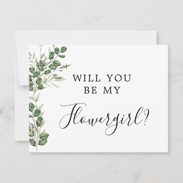 Eucalyptus Will You Be My flower girl Card (Front)