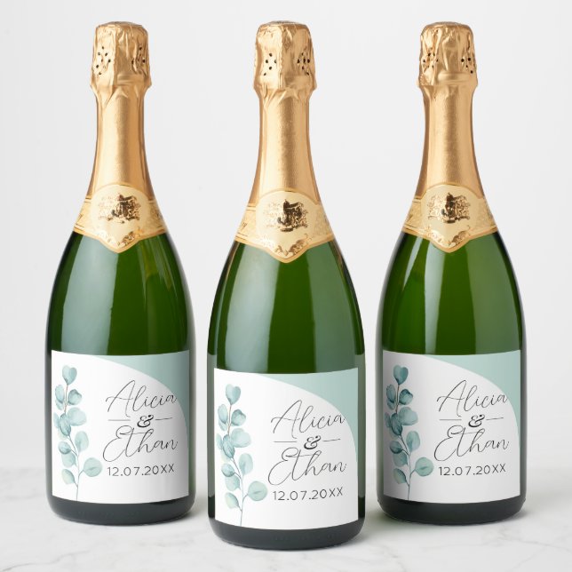 Eucalyptus Wine Labels Drinks Wedding Leaves Mint (Bottles)
