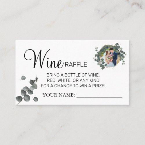 Eucalyptus Wine raffle ticket Bridal Shower card