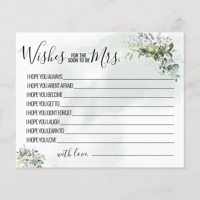 Eucalyptus Wishes for the Soon to be Mrs card (Front)