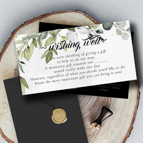 Eucalyptus Wishing Well for Wedding Enclosure Card