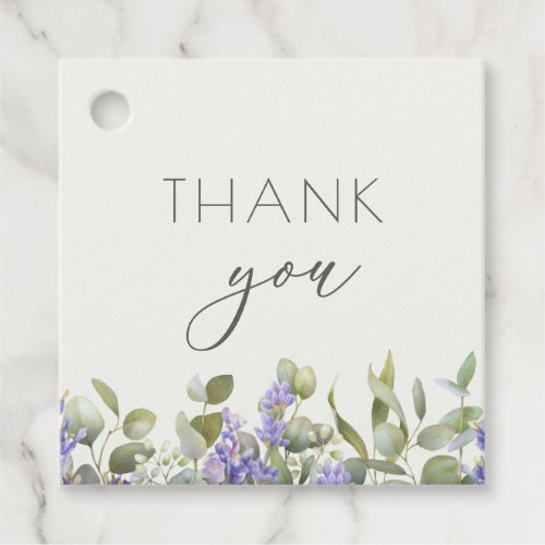 Eucalyptus With Lavender Flowers Wedding  Favor Tags