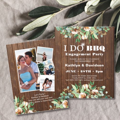 Eucalyptus Wood 4 Photo I Do Engagement Invitation