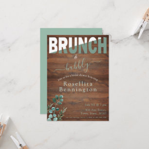 Eucalyptus Wood Brunch and Bubbly Bridal Shower Invitation