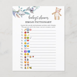 Eucalyptus woodland Emoji picture game baby shower