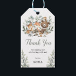 Eucalyptus Woodland Forest Animals Thank You Gift Tags<br><div class="desc">This magical favor tag features adorable illustration of whimsical forest animals surrounded by elegant watercolor sage green leaves. It comes with a matching pattern on the back. Use the template fields to add your details. If you want to change the font style, color or text placement, simply click the "Customize...</div>