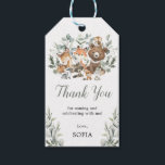 Eucalyptus Woodland Forest Animals Thank You Gift Tags<br><div class="desc">This magical favor tag features adorable illustration of whimsical forest animals surrounded by elegant watercolor sage green leaves. It comes with a matching pattern on the back. Use the template fields to add your details. If you want to change the font style, color or text placement, simply click the "Customize...</div>