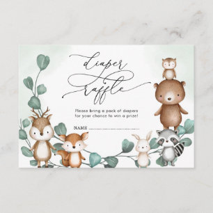Eucalyptus Woodland Greenery Animals Diaper Raffle Enclosure Card