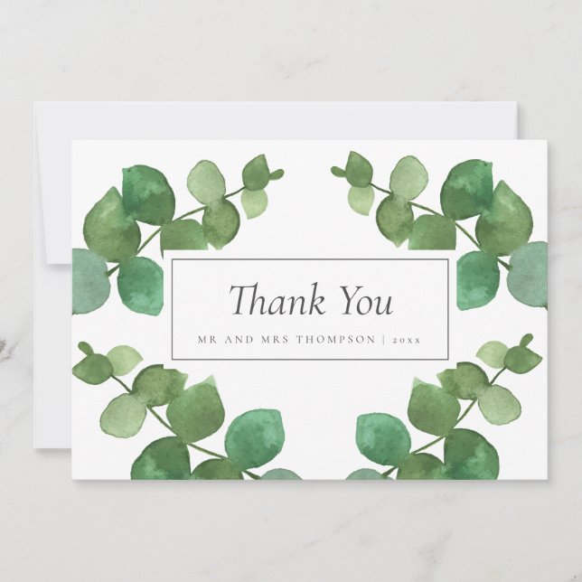 Eucalyptus Woodland Wedding Thank You Card (Front)