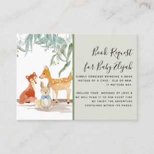 Eucalyptus Woods Deer Fox Rabbit Baby Shower Books Business Card