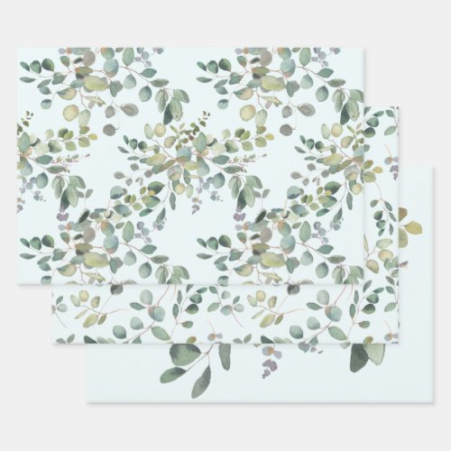 Eucalyptus Wrapping Paper Flat Sheet Set of 3