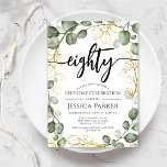 Eucalyptus Wreath 80th Birthday Party Invitation<br><div class="desc">Elegant botanical 80th birthday party invitation. Classy design features hand painted watercolor greenery eucalyptus wreath and script font.  Personalize with your own details. Perfect for a classy eightieth bday celebration.</div>