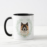 Eucalyptus Wreath Akita Dog Monogram