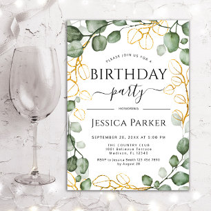 Eucalyptus Wreath Any Age Birthday Party Invitation
