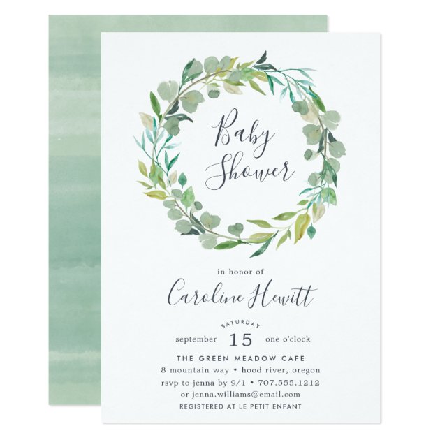 eucalyptus baby shower invitations