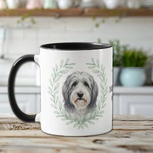 Eucalyptus Wreath Bearded Collie Dog Monogram Mug