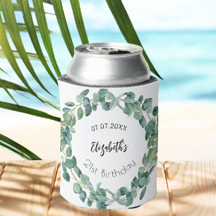 Eucalyptus wreath birthday can cooler
