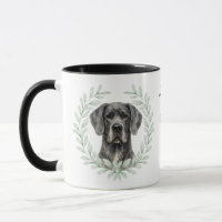 Eucalyptus Wreath Black Great Dane Dog Monogram
