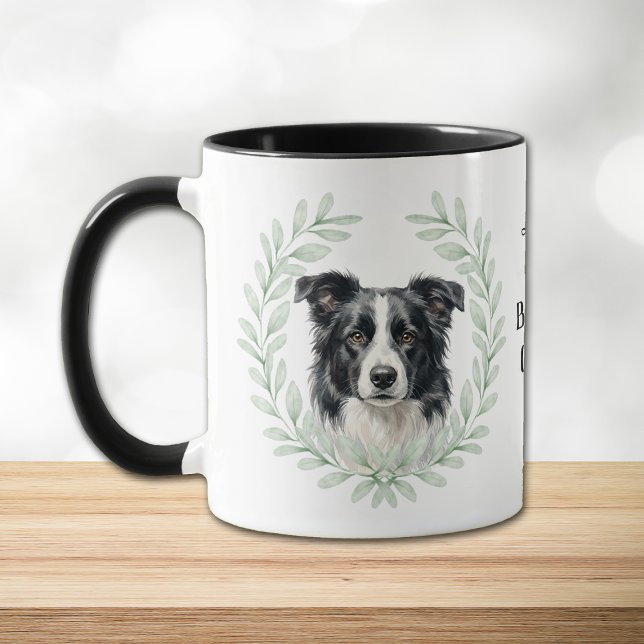 Eucalyptus Wreath Border Collie Monogram Mug (Creator Uploaded)