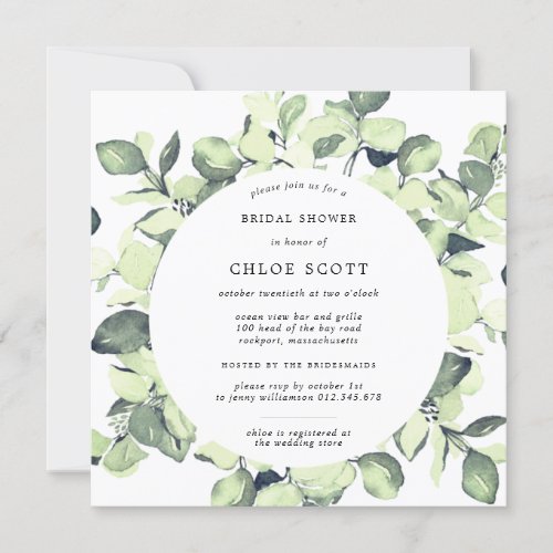 Eucalyptus Wreath Botanical Bridal Shower Invitation