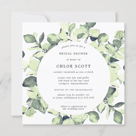 Eucalyptus Wreath Botanical Bridal Shower Invitation