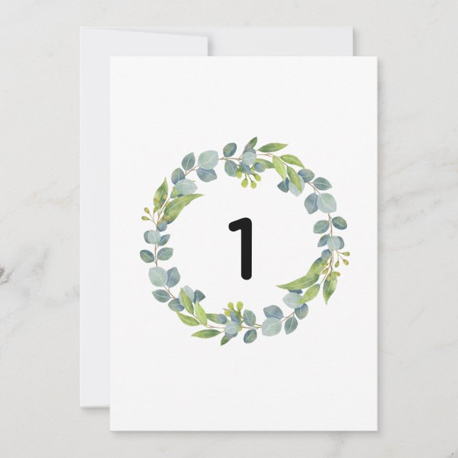 Eucalyptus Wreath Botanical Wedding Table Number C (Front)
