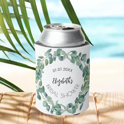 Eucalyptus wreath Bridal Shower Can Cooler