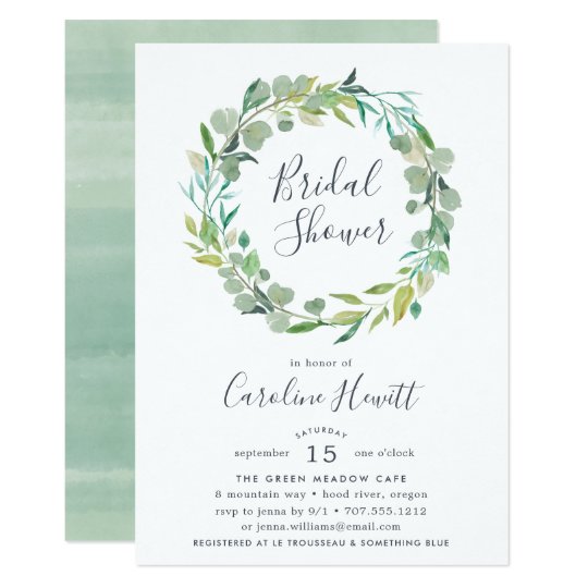 Eucalyptus Wreath Bridal Shower Invitation