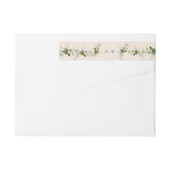 Eucalyptus Wreath Cream Envelope Return Address Wrap Around Label (Back)