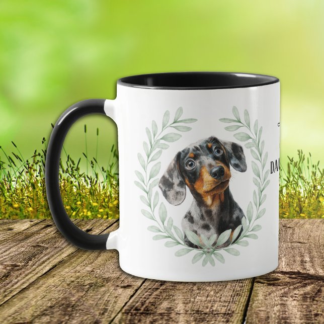 Eucalyptus Wreath Dachshund Dog Monogram Mug (Creator Uploaded)