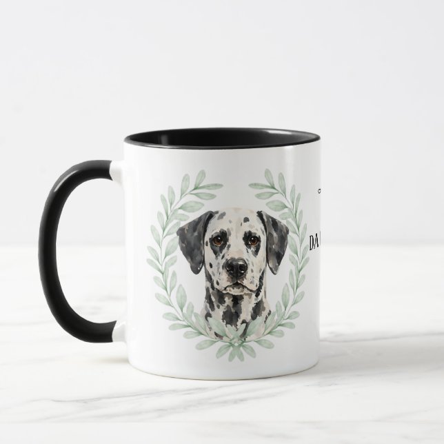 Eucalyptus Wreath Dalmatian Dog Monogram Mug (Left)