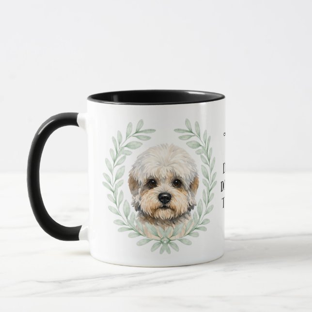 Eucalyptus Wreath Dandie Dinmont Terrier Monogram Mug (Left)