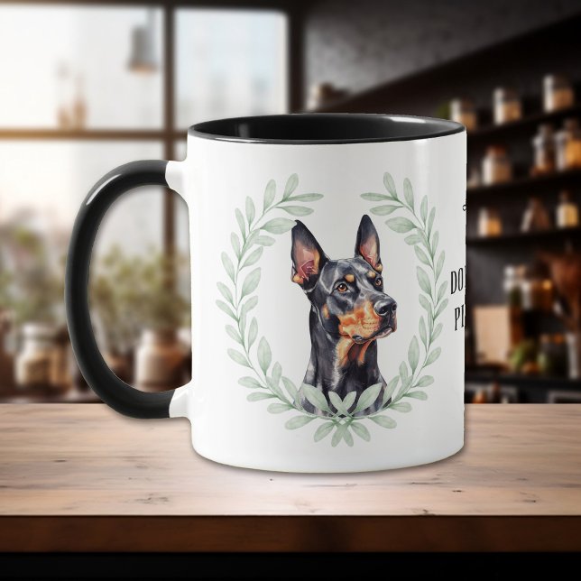 Eucalyptus Wreath Doberman Pinscher Dog Monogram Mug (Creator Uploaded)