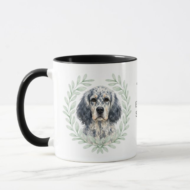 Eucalyptus Wreath English Setter Dog Monogram Mug (Left)