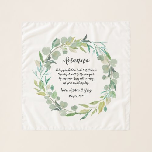 Eucalyptus Wreath Flower Girl Poem Scarf