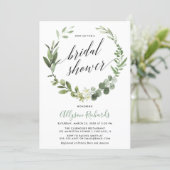 Eucalyptus wreath gender neutral bridal shower invitation (Standing Front)