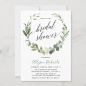 Eucalyptus wreath gender neutral bridal shower invitation (Front)