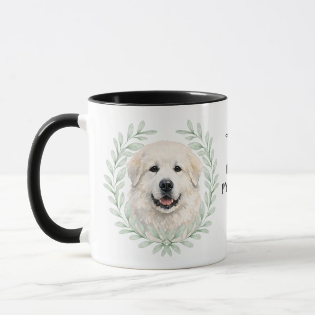 Eucalyptus Wreath Great Pyrenees Dog Monogram Mug (Left)