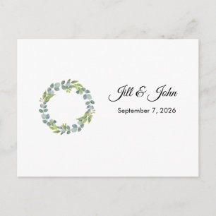 Eucalyptus Wreath Landscape Wedding Guest Book Postcard