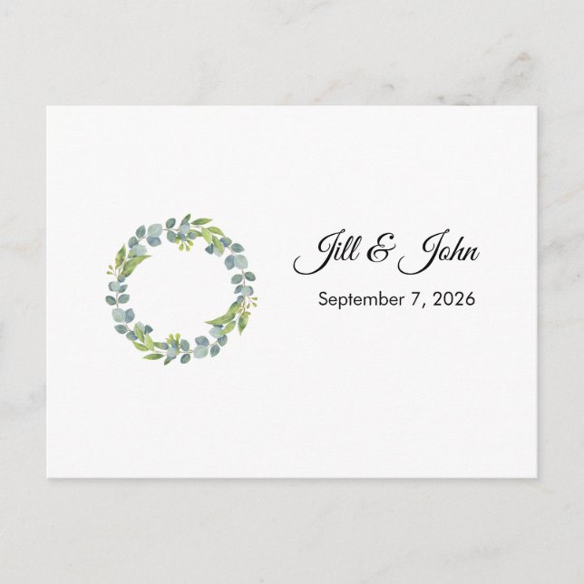 Eucalyptus Wreath Landscape Wedding Guest Book Postcard (Front)