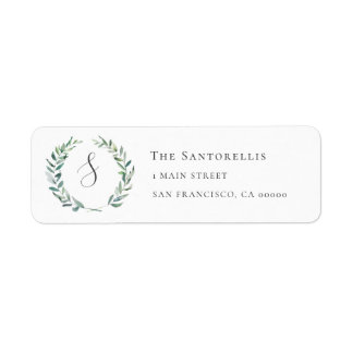 Eucalyptus Wreath Monogram Return Address Labels