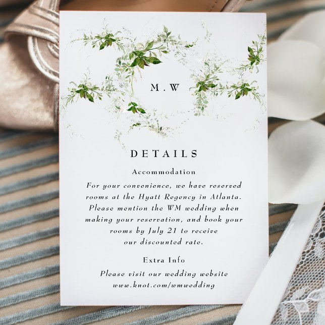 Eucalyptus Wreath Monogram Wedding Details Enclosure Card (Creator Uploaded)