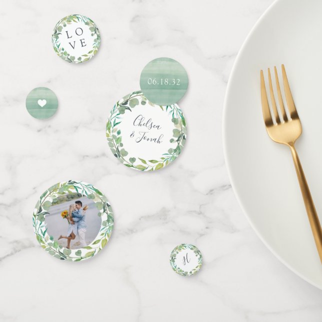 Eucalyptus Wreath Personalized Wedding Confetti (Group)
